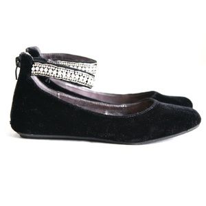 STEVE MADDEN Girls Black Velvet Ballet Flats